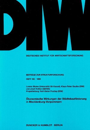 Buchcover Ökonomische Wirkungen der Städtebauförderung in Mecklenburg-Vorpommern. | Lorenz Blume | EAN 9783428099153 | ISBN 3-428-09915-X | ISBN 978-3-428-09915-3