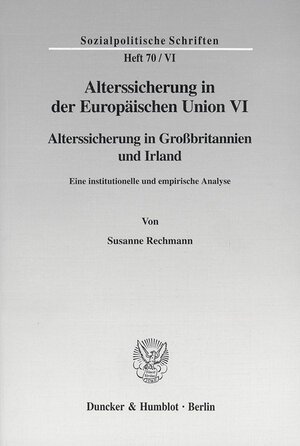 Buchcover Alterssicherung in der Europäischen Union VI. | Susanne Rechmann | EAN 9783428102440 | ISBN 3-428-10244-4 | ISBN 978-3-428-10244-0