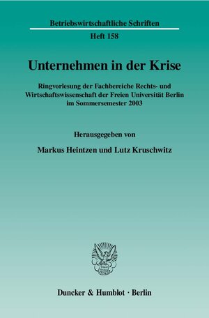 Buchcover Unternehmen in der Krise.  | EAN 9783428112807 | ISBN 3-428-11280-6 | ISBN 978-3-428-11280-7
