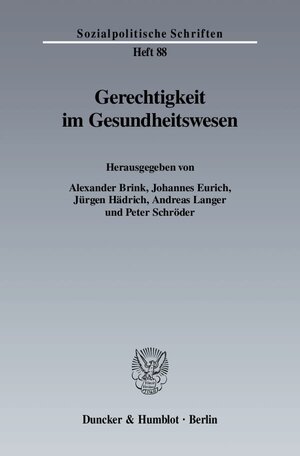 Buchcover Gerechtigkeit im Gesundheitswesen.  | EAN 9783428119448 | ISBN 3-428-11944-4 | ISBN 978-3-428-11944-8