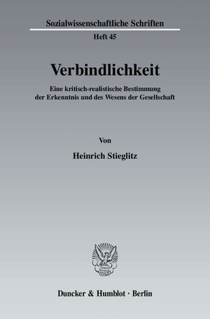 Buchcover Verbindlichkeit. | Heinrich Stieglitz | EAN 9783428127931 | ISBN 3-428-12793-5 | ISBN 978-3-428-12793-1