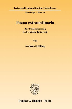 Buchcover Poena extraordinaria. | Andreas Schilling | EAN 9783428133345 | ISBN 3-428-13334-X | ISBN 978-3-428-13334-5