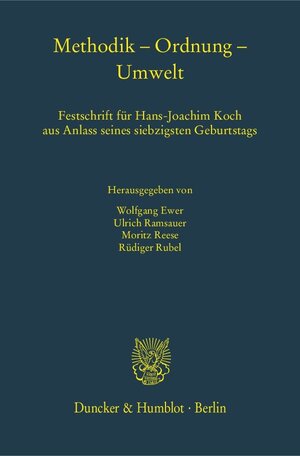 Buchcover Methodik – Ordnung – Umwelt.  | EAN 9783428140398 | ISBN 3-428-14039-7 | ISBN 978-3-428-14039-8