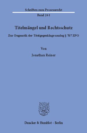 Buchcover Titelmängel und Rechtsschutz. | Jonathan Reiner | EAN 9783428159512 | ISBN 3-428-15951-9 | ISBN 978-3-428-15951-2