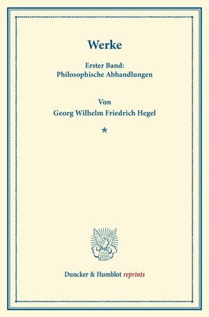 Buchcover Werke. | Georg Wilhelm Friedrich Hegel | EAN 9783428164769 | ISBN 3-428-16476-8 | ISBN 978-3-428-16476-9