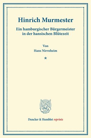 Buchcover Hinrich Murmester. | Hans Nirrnheim | EAN 9783428167791 | ISBN 3-428-16779-1 | ISBN 978-3-428-16779-1