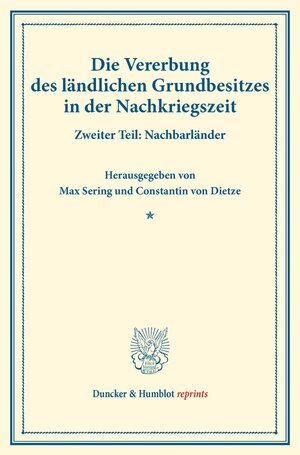 Buchcover Die Vererbung des ländlichen Grundbesitzes in der Nachkriegszeit.  | EAN 9783428175208 | ISBN 3-428-17520-4 | ISBN 978-3-428-17520-8