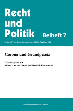 Buchcover Corona und Grundgesetz.  | EAN 9783428182626 | ISBN 3-428-18262-6 | ISBN 978-3-428-18262-6
