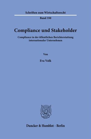 Buchcover Compliance und Stakeholder. | Eva Volk | EAN 9783428189434 | ISBN 3-428-18943-4 | ISBN 978-3-428-18943-4