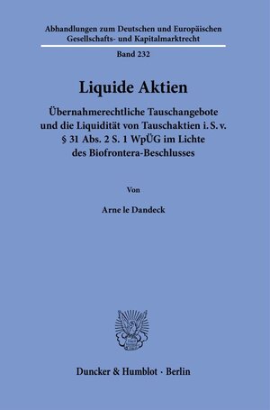 Buchcover Liquide Aktien. | Arne le Dandeck | EAN 9783428190485 | ISBN 3-428-19048-3 | ISBN 978-3-428-19048-5