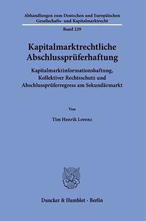 Buchcover Kapitalmarktrechtliche Abschlussprüferhaftung. | Tim Henrik Lorenz | EAN 9783428190492 | ISBN 3-428-19049-1 | ISBN 978-3-428-19049-2