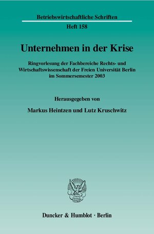 Buchcover Unternehmen in der Krise.  | EAN 9783428512805 | ISBN 3-428-51280-4 | ISBN 978-3-428-51280-5