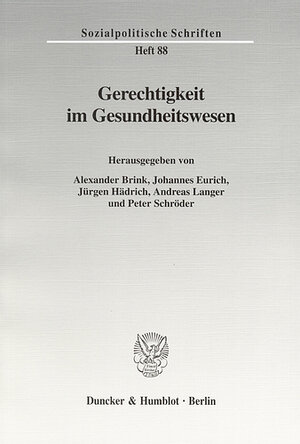 Buchcover Gerechtigkeit im Gesundheitswesen.  | EAN 9783428519446 | ISBN 3-428-51944-2 | ISBN 978-3-428-51944-6