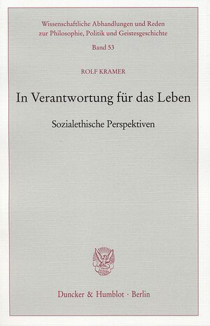 Buchcover In Verantwortung für das Leben. | Rolf Kramer | EAN 9783428528974 | ISBN 3-428-52897-2 | ISBN 978-3-428-52897-4