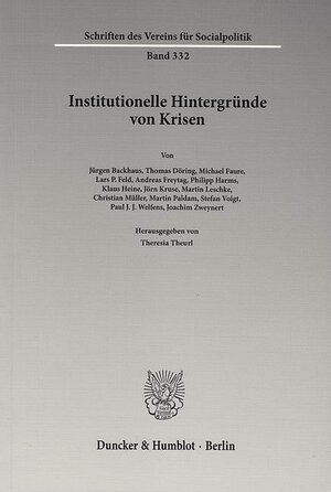 Buchcover Institutionelle Hintergründe von Krisen.  | EAN 9783428536092 | ISBN 3-428-53609-6 | ISBN 978-3-428-53609-2