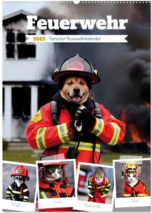 Buchcover Feuerwehr - Tierischer Feuerwehrkalender (Wandkalender 2025 DIN A2 hoch), CALVENDO Monatskalender | Silvia Siebler-Ferry | EAN 9783435883080 | ISBN 3-435-88308-1 | ISBN 978-3-435-88308-0