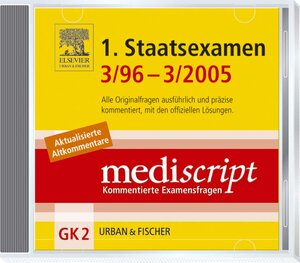 Buchcover MEDISCRIPT-CD-ROM GK2, 1. STAATSEXAMEN 3/96-3/05 | Jens Vater | EAN 9783437438721 | ISBN 3-437-43872-7 | ISBN 978-3-437-43872-1