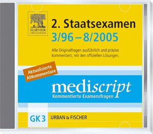 Buchcover MEDISCRIPT CD-ROM GK3, 2. STAATSEXAMEN 3/96-8/05 | Jens Vater | EAN 9783437438837 | ISBN 3-437-43883-2 | ISBN 978-3-437-43883-7