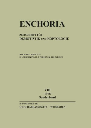 Buchcover Enchoria 8 (1978) Sonderband  | EAN 9783447099936 | ISBN 3-447-09993-3 | ISBN 978-3-447-09993-6