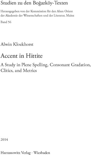 Buchcover Accent in Hittite | Alwin Kloekhorst | EAN 9783447102087 | ISBN 3-447-10208-X | ISBN 978-3-447-10208-7