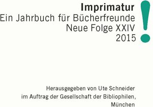 Buchcover Imprimatur 24 (2015)  | EAN 9783447103367 | ISBN 3-447-10336-1 | ISBN 978-3-447-10336-7