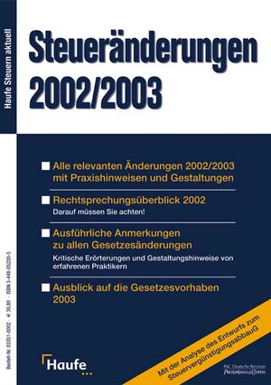 Buchcover Steueränderungen 2002/2003  | EAN 9783448052206 | ISBN 3-448-05220-5 | ISBN 978-3-448-05220-6