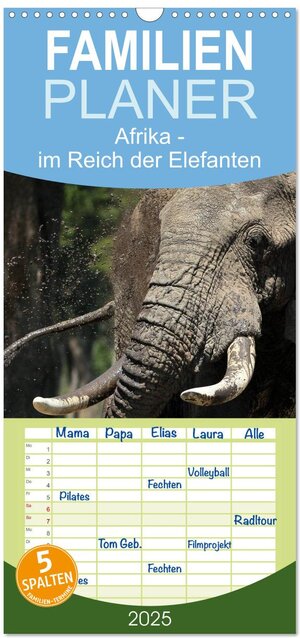 Buchcover Familienplaner 2025 - Afrika - im Reich der Elefanten mit 5 Spalten (Wandkalender, 21 x 45 cm) CALVENDO | Michael Herzog | EAN 9783457121696 | ISBN 3-457-12169-9 | ISBN 978-3-457-12169-6