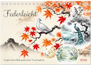 Buchcover Federleicht - Vogelwelt im Stile asiatischer Tuschmalerei (Tischkalender 2025 DIN A5 quer), CALVENDO Monatskalender | Anja Frost | EAN 9783457232903 | ISBN 3-457-23290-3 | ISBN 978-3-457-23290-3