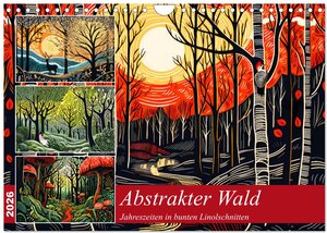 Buchcover Abstrakter Wald - Jahreszeiten in bunten Linolschnitten (Wandkalender 2026 DIN A4 quer), CALVENDO Monatskalender | Anja Frost | EAN 9783457362280 | ISBN 3-457-36228-9 | ISBN 978-3-457-36228-0