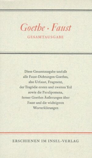 Buchcover Faust | Johann Wolfgang Goethe | EAN 9783458151890 | ISBN 3-458-15189-3 | ISBN 978-3-458-15189-0