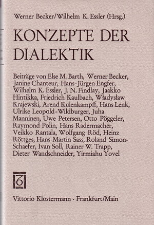 Buchcover Konzepte der Dialektik  | EAN 9783465014218 | ISBN 3-465-01421-9 | ISBN 978-3-465-01421-8