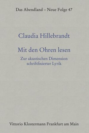 Buchcover Mit den Ohren lesen | Claudia Hillebrandt | EAN 9783465033998 | ISBN 3-465-03399-X | ISBN 978-3-465-03399-8