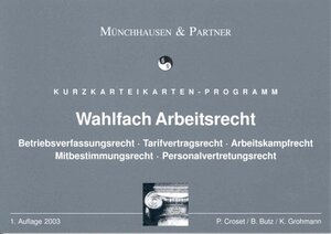 Buchcover Wahlfach Arbeitsrecht | Ingo P Püschel | EAN 9783472055396 | ISBN 3-472-05539-1 | ISBN 978-3-472-05539-6