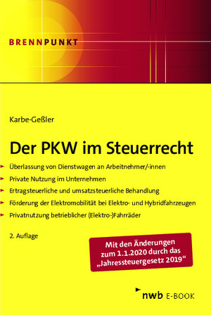 Buchcover Der PKW im Steuerrecht | Daniela Karbe-Geßler | EAN 9783482019517 | ISBN 3-482-01951-7 | ISBN 978-3-482-01951-7
