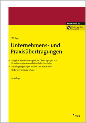 Buchcover Unternehmens- und Praxisübertragungen  | EAN 9783482424588 | ISBN 3-482-42458-6 | ISBN 978-3-482-42458-8