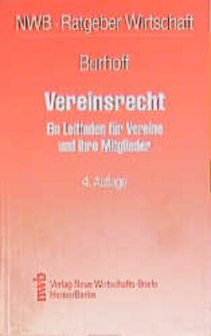 Buchcover Vereinsrecht | Detlef Burhoff | EAN 9783482429842 | ISBN 3-482-42984-7 | ISBN 978-3-482-42984-2