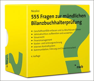 Buchcover 555 Fragen zur mündlichen Bilanzbuchhalterprüfung | Hans J. Nicolini | EAN 9783482666049 | ISBN 3-482-66604-0 | ISBN 978-3-482-66604-9