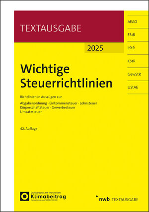 Buchcover Wichtige Steuerrichtlinien | EAN 9783482686429 | ISBN 3-482-68642-4 | ISBN 978-3-482-68642-9