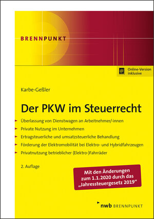 Buchcover Der PKW im Steuerrecht | Daniela Karbe-Geßler | EAN 9783482814624 | ISBN 3-482-81462-7 | ISBN 978-3-482-81462-4
