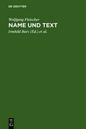 Buchcover Name und Text | Wolfgang Fleischer | EAN 9783484106802 | ISBN 3-484-10680-8 | ISBN 978-3-484-10680-2