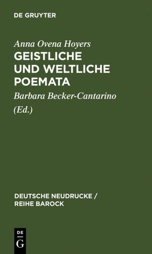 Buchcover Geistliche und Weltliche Poemata  | EAN 9783484160361 | ISBN 3-484-16036-5 | ISBN 978-3-484-16036-1