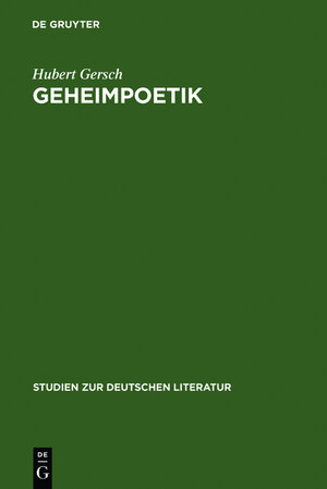 Buchcover Geheimpoetik | Hubert Gersch | EAN 9783484180307 | ISBN 3-484-18030-7 | ISBN 978-3-484-18030-7