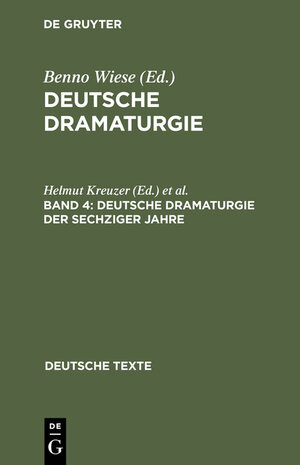 Buchcover Deutsche Dramaturgie / Deutsche Dramaturgie der Sechziger Jahre  | EAN 9783484190306 | ISBN 3-484-19030-2 | ISBN 978-3-484-19030-6