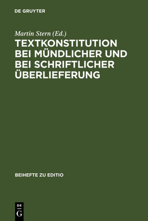 Buchcover Textkonstitution bei mündlicher und bei schriftlicher Überlieferung  | EAN 9783484295018 | ISBN 3-484-29501-5 | ISBN 978-3-484-29501-8