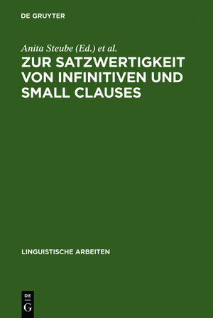 Buchcover Zur Satzwertigkeit von Infinitiven und Small Clauses  | EAN 9783484303157 | ISBN 3-484-30315-8 | ISBN 978-3-484-30315-7