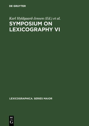 Buchcover Symposium on Lexicography VI  | EAN 9783484309579 | ISBN 3-484-30957-1 | ISBN 978-3-484-30957-9