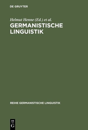 Buchcover Germanistische Linguistik  | EAN 9783484312401 | ISBN 3-484-31240-8 | ISBN 978-3-484-31240-1