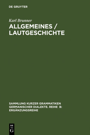 Buchcover Allgemeines / Lautgeschichte | Karl Brunner | EAN 9783484400085 | ISBN 3-484-40008-0 | ISBN 978-3-484-40008-5