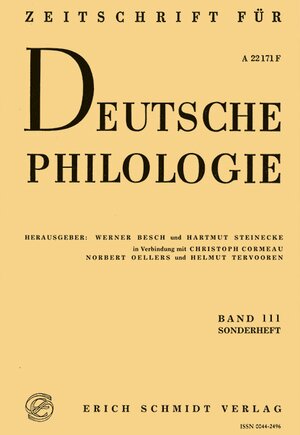 Buchcover Zeitschrift für deutsche Philologie  | EAN 9783503030514 | ISBN 3-503-03051-4 | ISBN 978-3-503-03051-4
