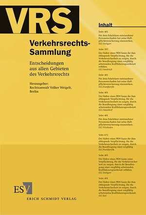 Buchcover Verkehrsrechts-Sammlung (VRS) / Verkehrsrechts-Sammlung (VRS) Band 114 | Volker Weigelt | EAN 9783503112449 | ISBN 3-503-11244-8 | ISBN 978-3-503-11244-9